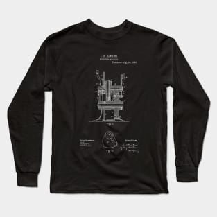 Eyeleting Machine Vintage Patent Hand Drawing Long Sleeve T-Shirt